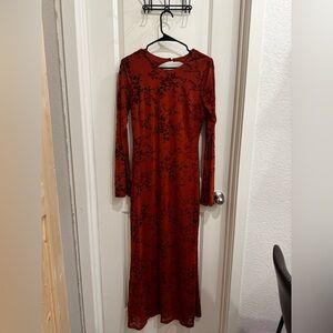 Sincerely Jules Red and Orange Long Sleeve Dress